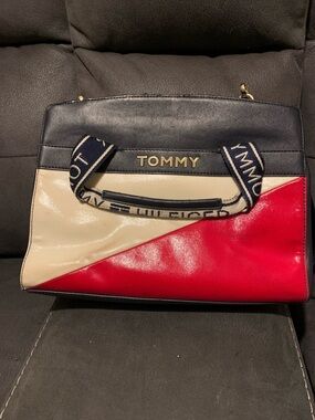 Tommy Hilfiger Colorblock Satchel in Navy, Cream & Red